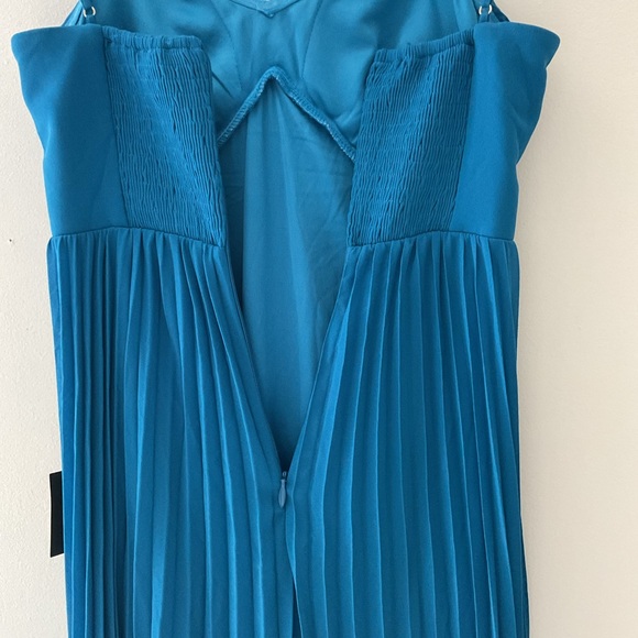 Lulus Jolette Blue Pleated Knot-Front A-Line Skirt Chiffon Maxi Dress NWT Small - Picture 9 of 15